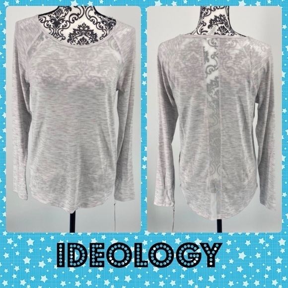 Ideology space dyed mesh trim top white/heather. Lightweight breathable athletic - Picture 1 of 8